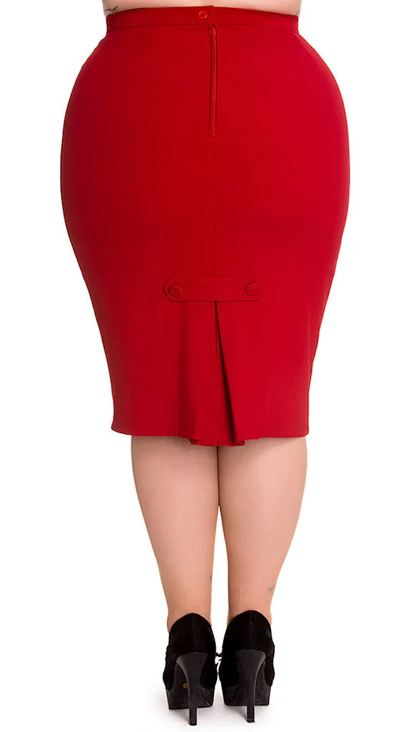 Red Joni Pencil Skirt