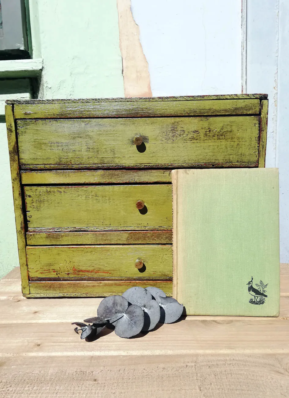 Reserved for Jasna vintage set of tiny drawers in miss mustard seed milk paint Boxwood