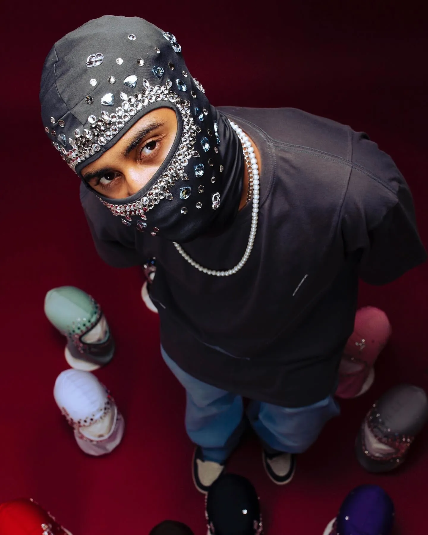 Rhinestone Balaclava in Black