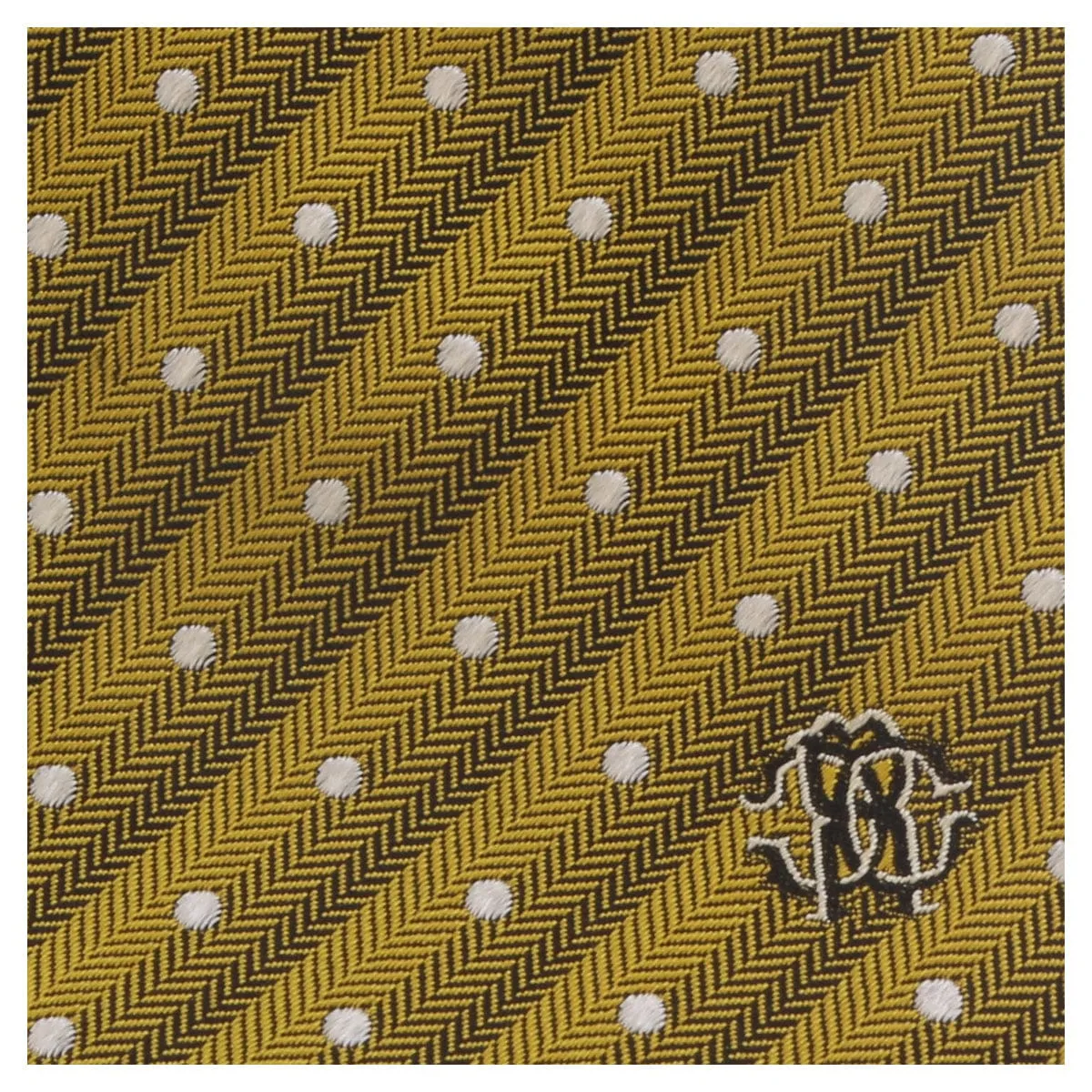 Roberto Cavalli ESZ035 01004 Mustard Herringbone Polka Dot Tie