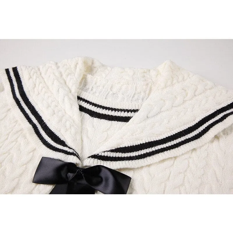 Sailor Collar Knitted Kawaii Oversize Pullover