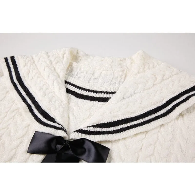 Sailor Collar Knitted Kawaii Oversize Pullover