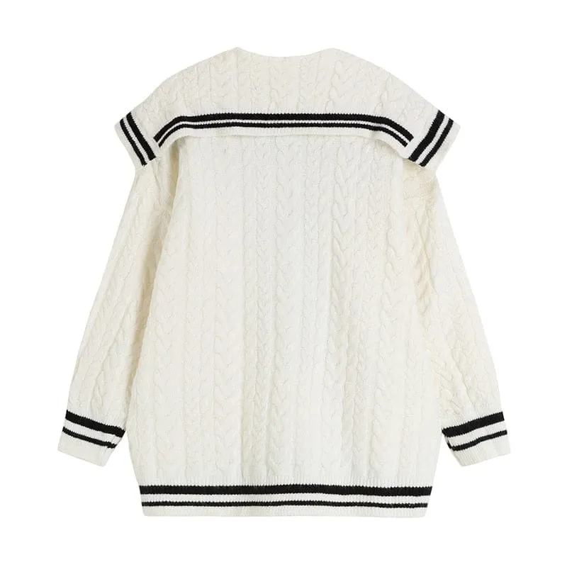 Sailor Collar Knitted Kawaii Oversize Pullover