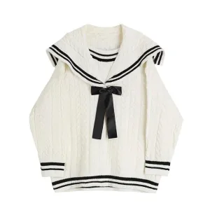 Sailor Collar Knitted Kawaii Oversize Pullover