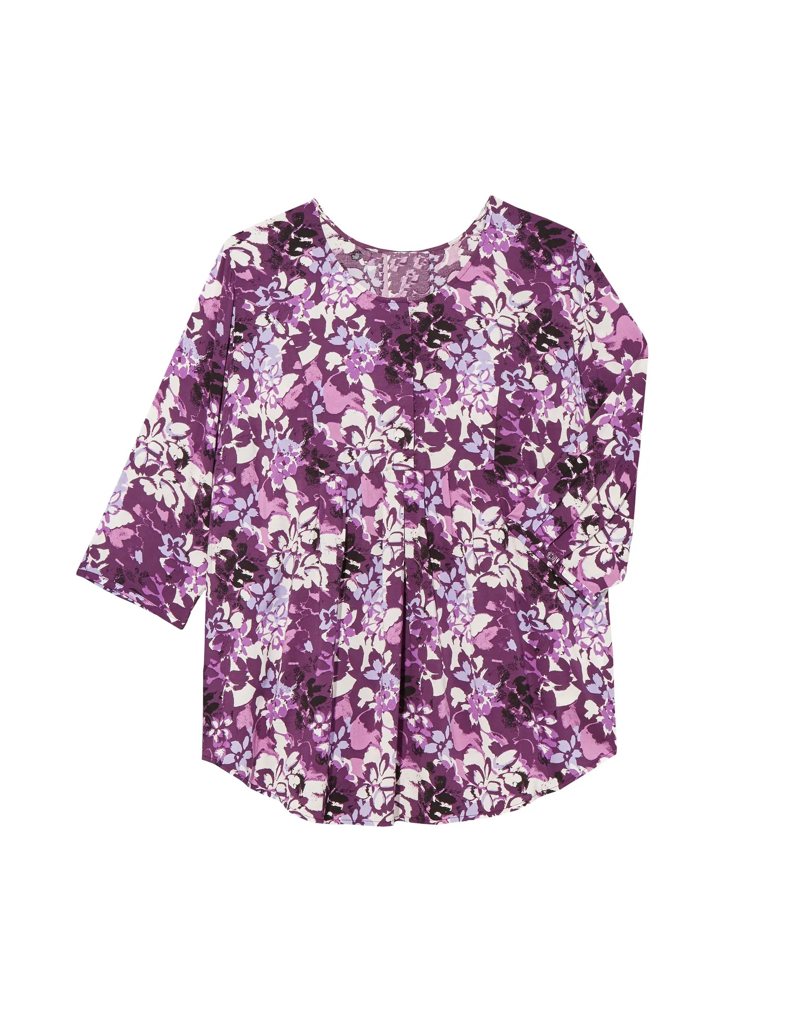 Sam 3/4 Sleeve Pleated Front Blouse | Purple / White