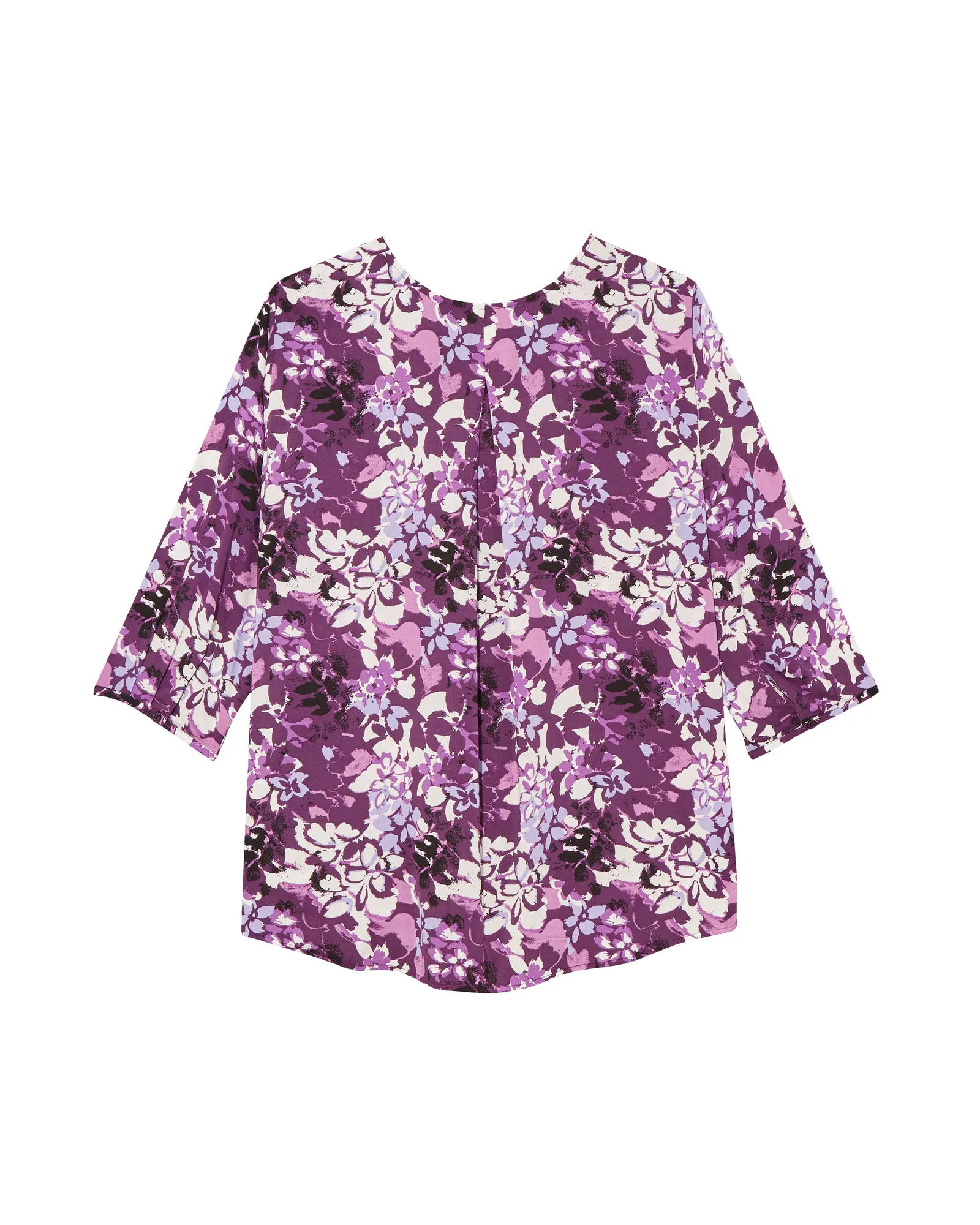 Sam 3/4 Sleeve Pleated Front Blouse | Purple / White