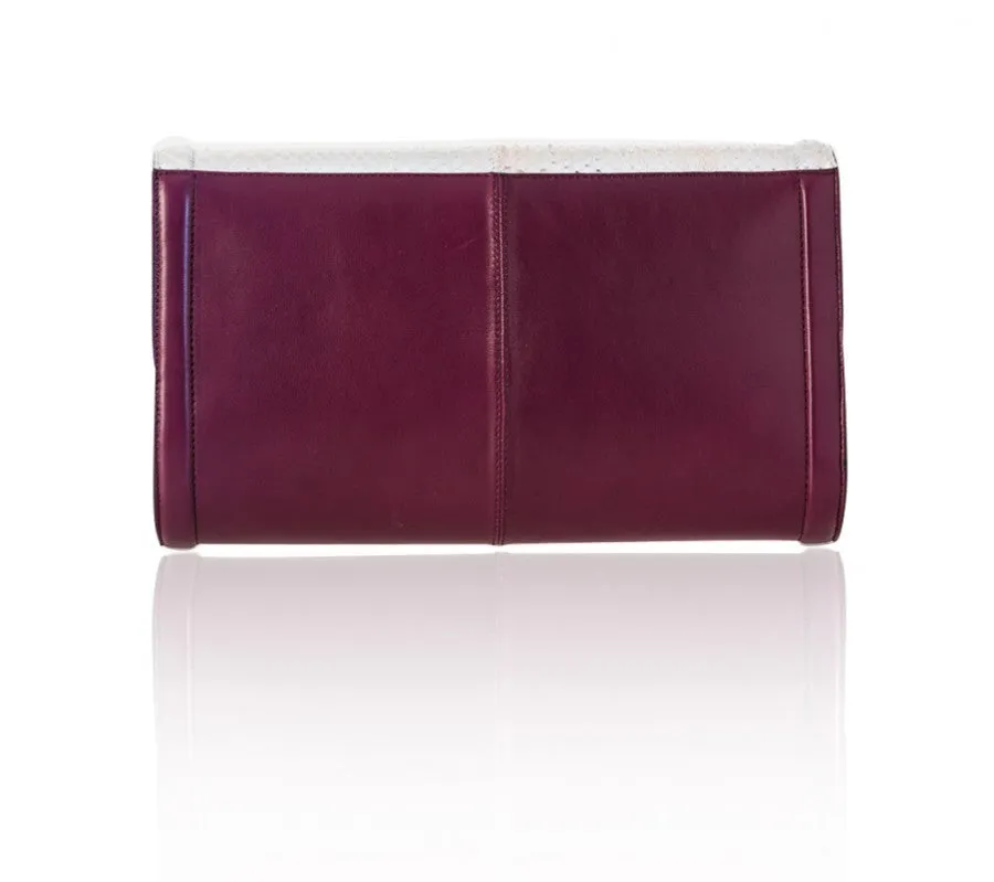 Silver Beige & Plum Serena Clutch