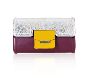 Silver Beige & Plum Serena Clutch