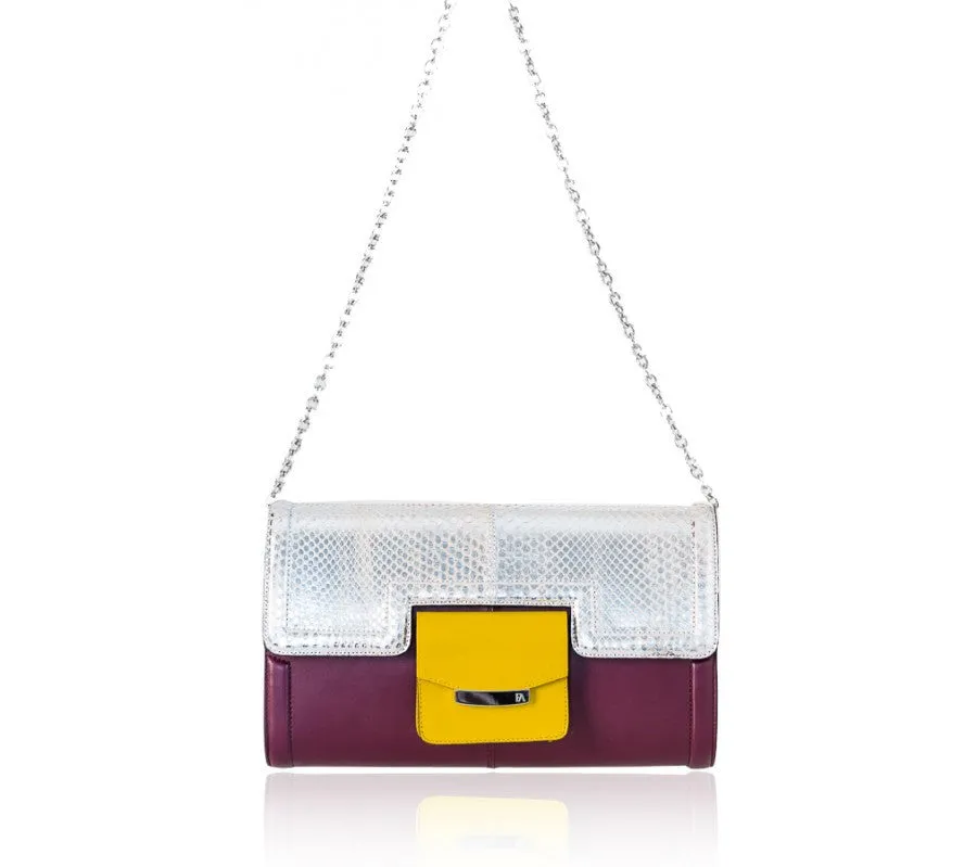 Silver Beige & Plum Serena Clutch
