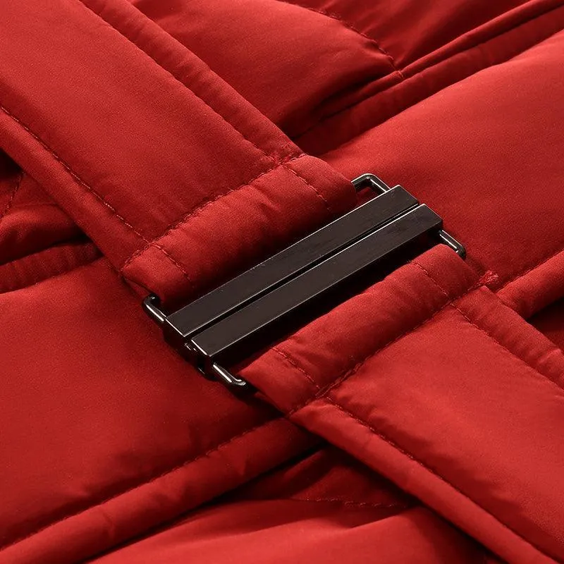 Slim Long Goose Down Coat With Purse