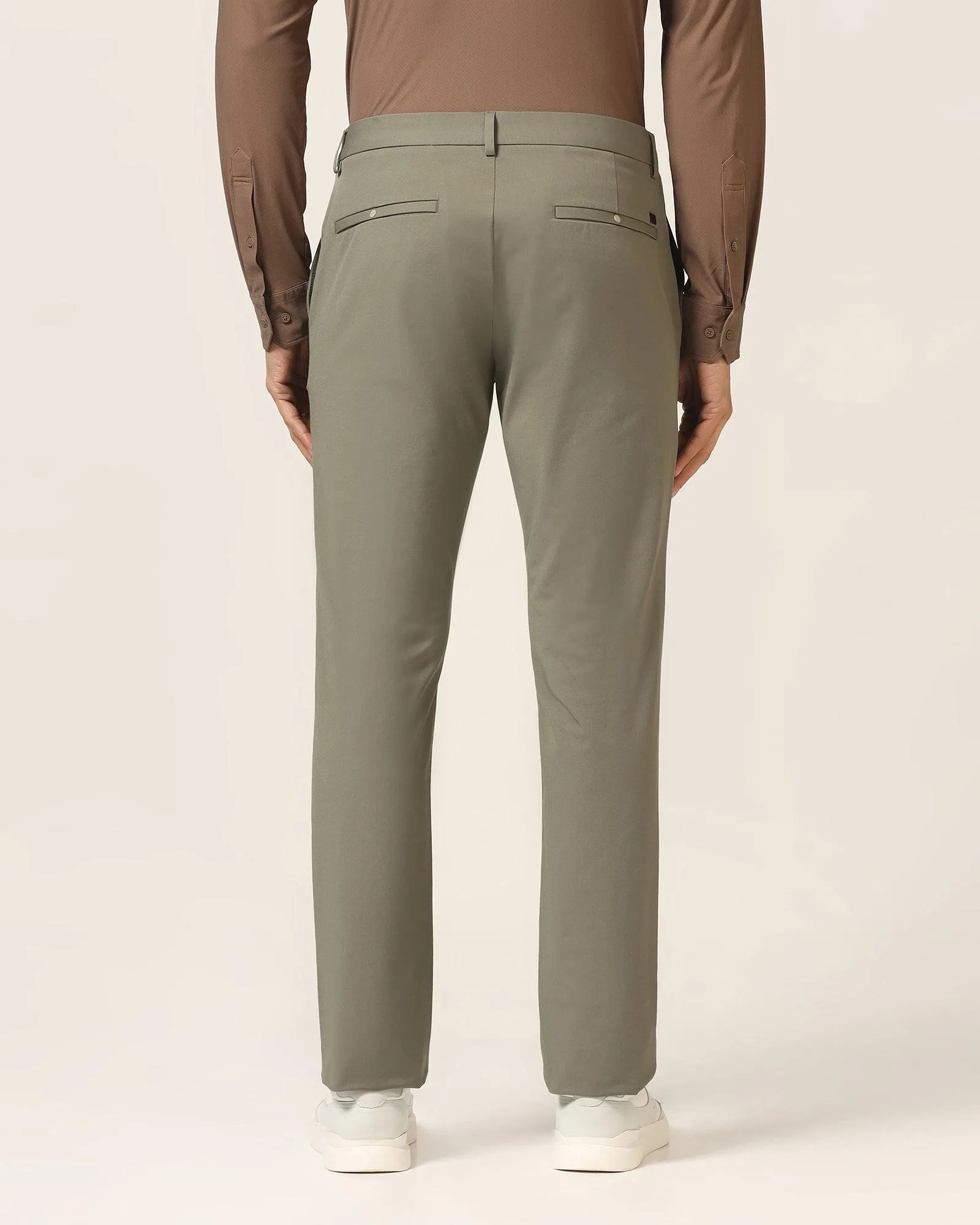 TechPro Slim Fit B-91 Casual Thyme Green Solid Khakis - Borros