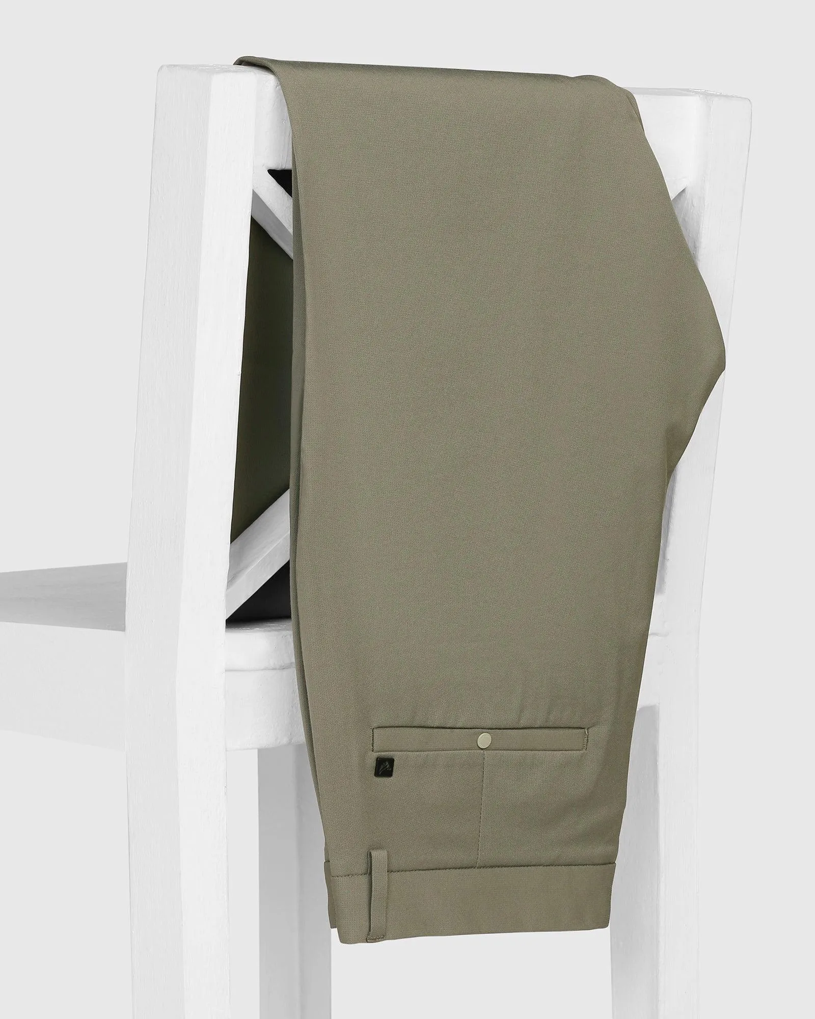 TechPro Slim Fit B-91 Casual Thyme Green Solid Khakis - Borros
