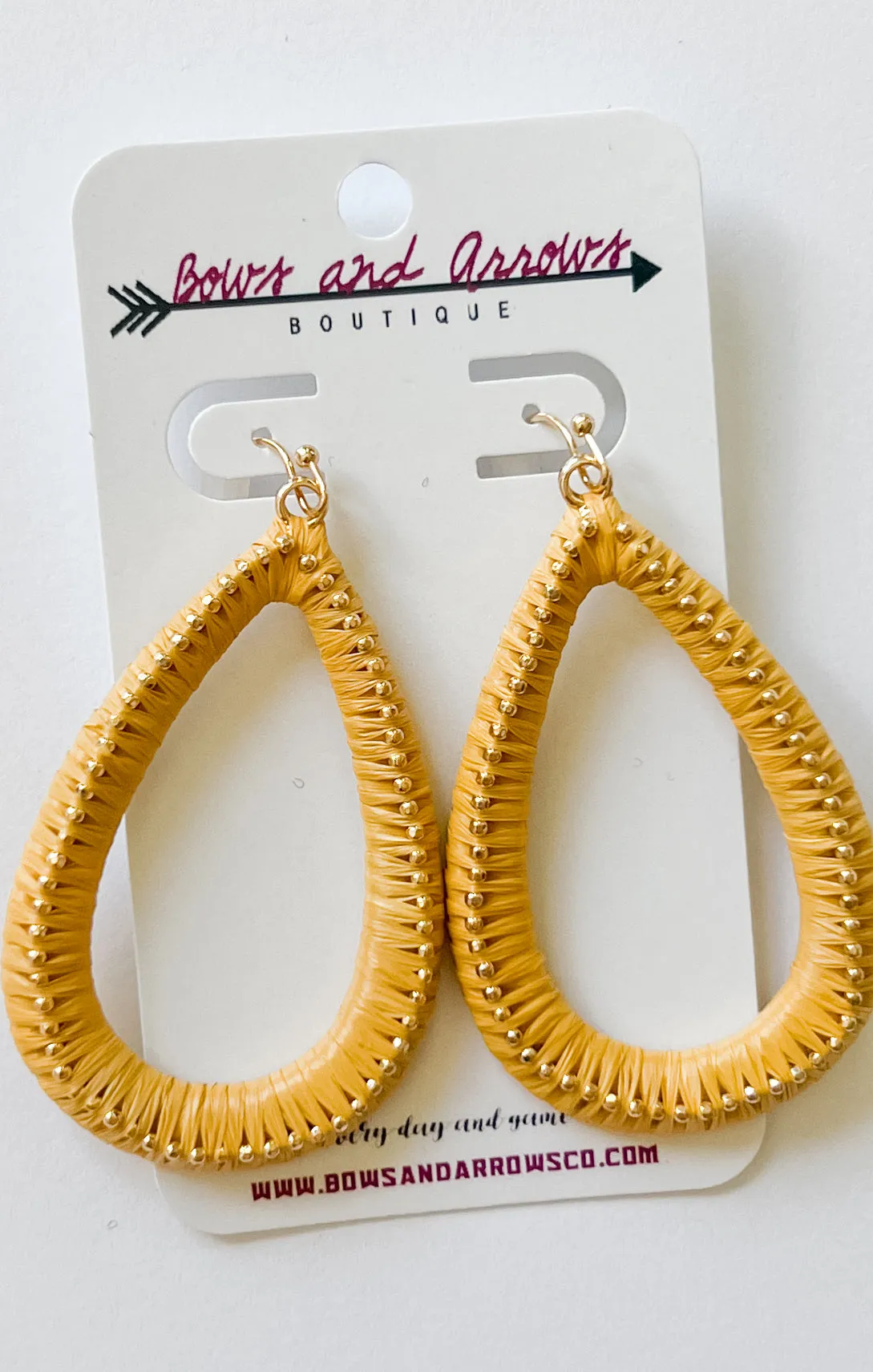 The Raffia Teardrop Earrings (Mustard)