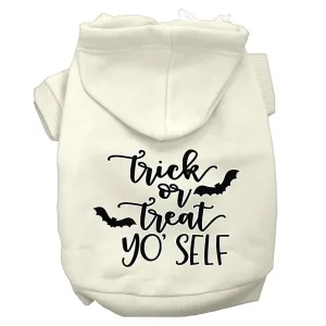 Trick Or Treat Yo' Self Screen Print Dog Hoodie Cream L