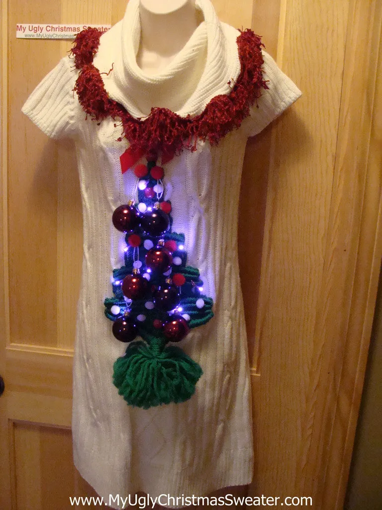 Ugly Christmas Sweater Party Tacky Dress with Lights (d43)