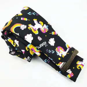 Unicorn Pattern Printing Autumn Winter Children Girls Leggings Thicking Warm Kids Boys Pants Cartoon Baby Costume
