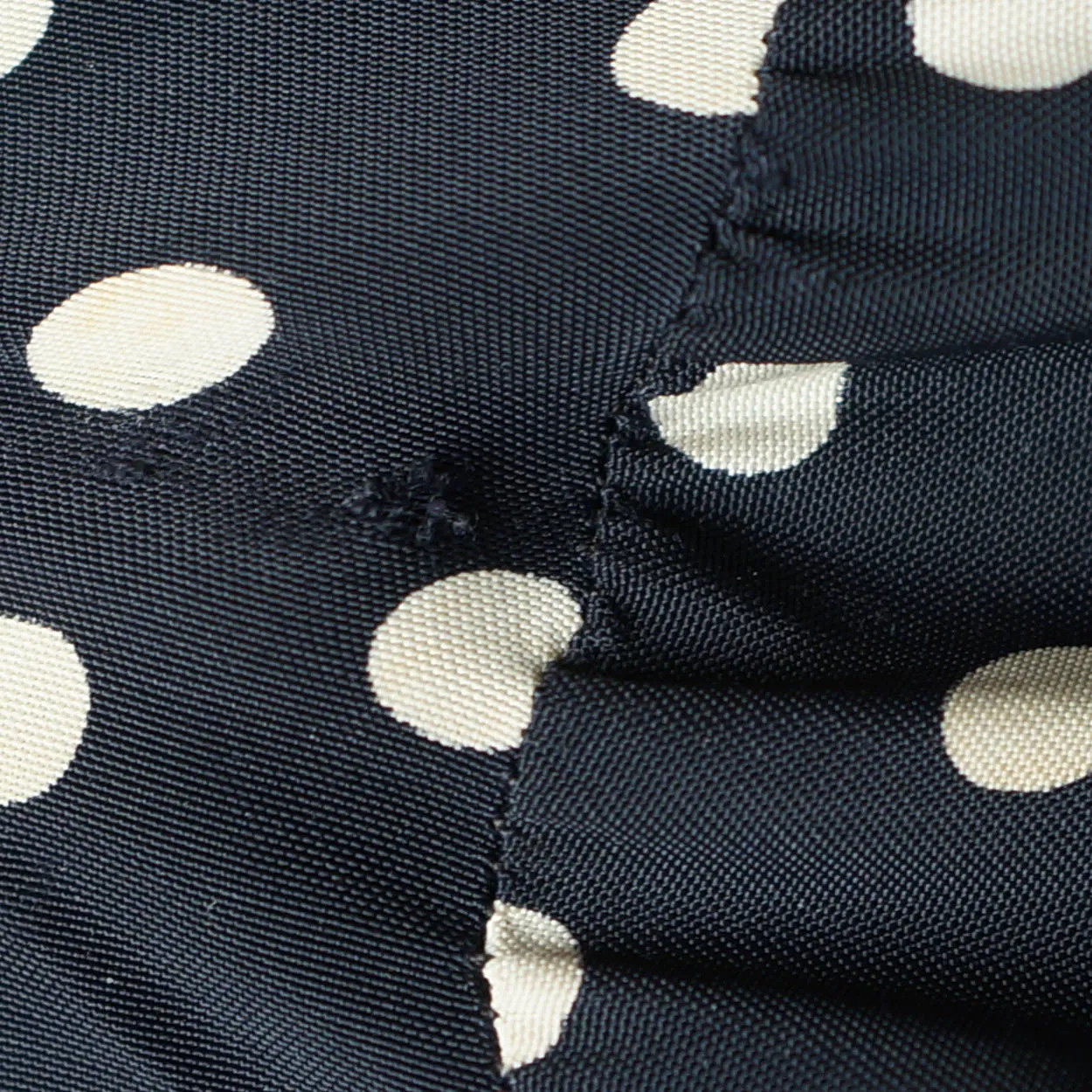 Vintage 1930s Day Dress Navy Blue with White Polka Dots Casually Young Size L XL