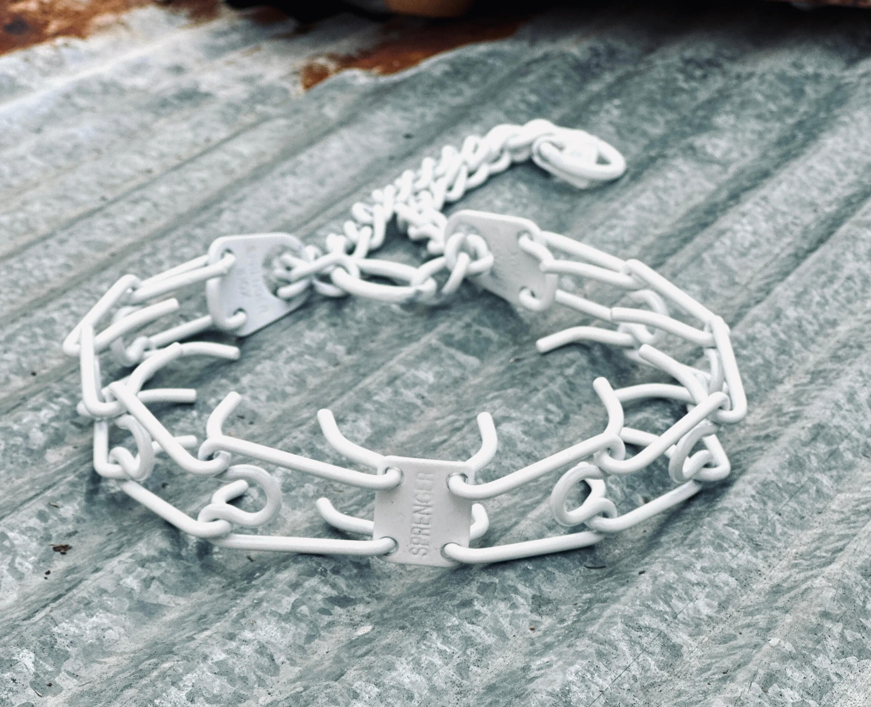 White Custom Powder Coated Herm Sprenger Prong Collar for Dogs