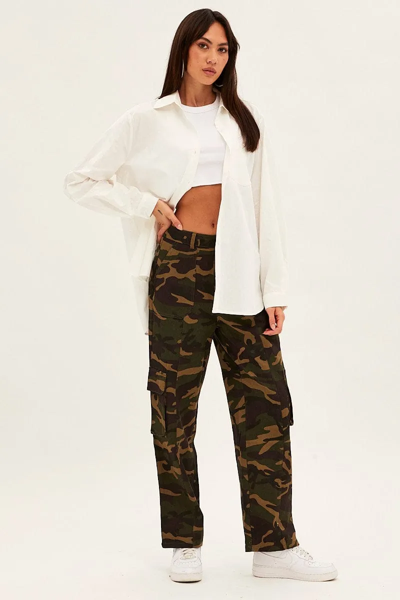 White Oversized Shirt Long Sleeve Button Front