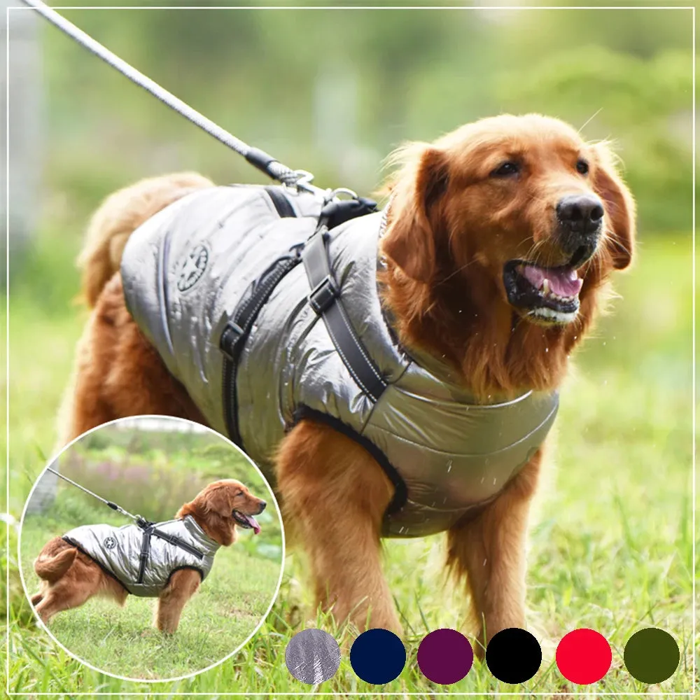 Winter Warm Waterproof Dog Jacket with Integrated Harness