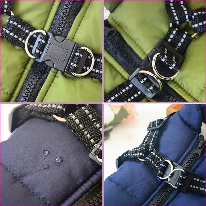 Winter Warm Waterproof Dog Jacket with Integrated Harness