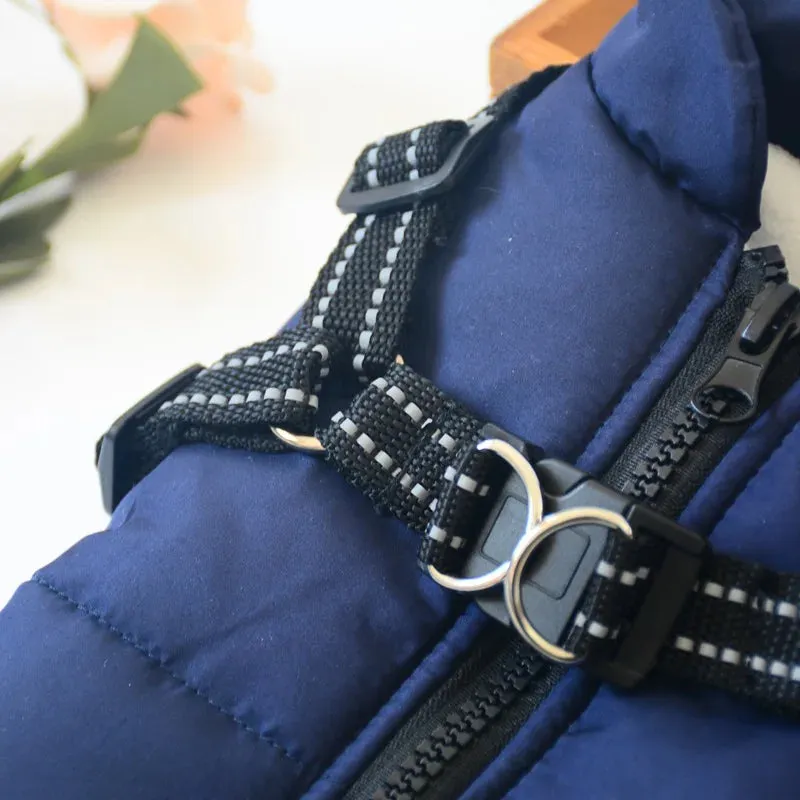 Winter Warm Waterproof Dog Jacket with Integrated Harness