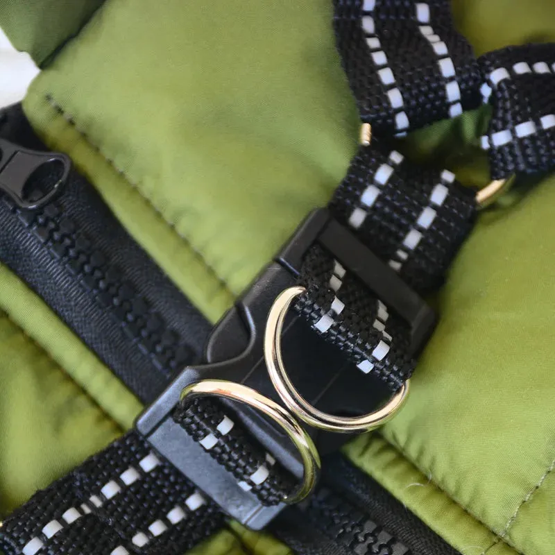 Winter Warm Waterproof Dog Jacket with Integrated Harness