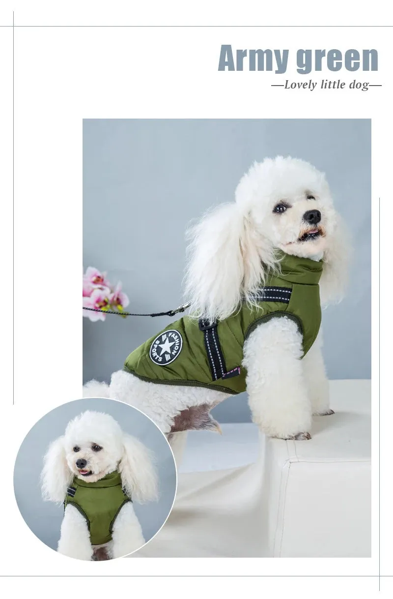 Winter Warm Waterproof Dog Jacket with Integrated Harness