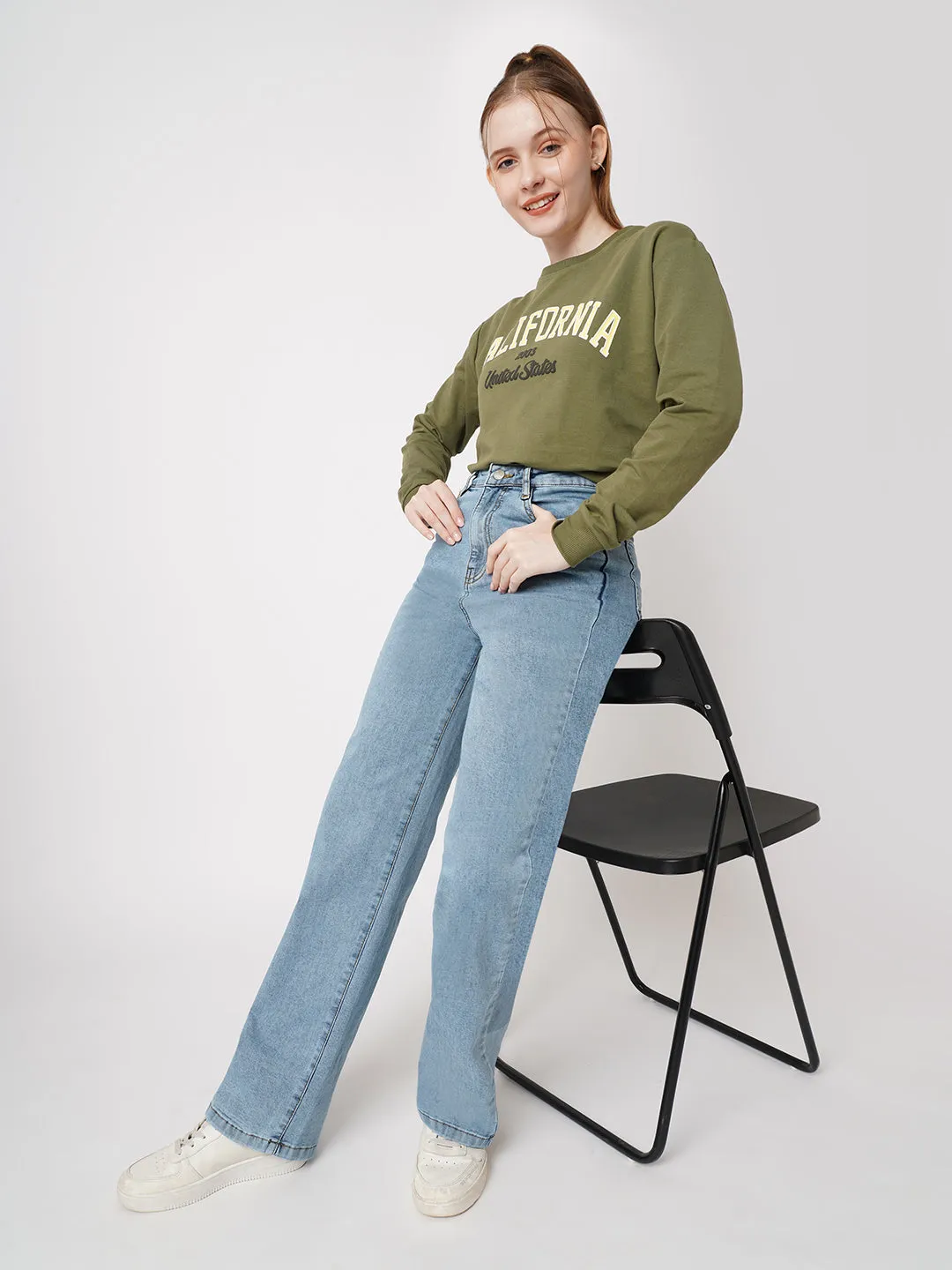 Women Black & Blue High-Rise Loose Straight Jeans