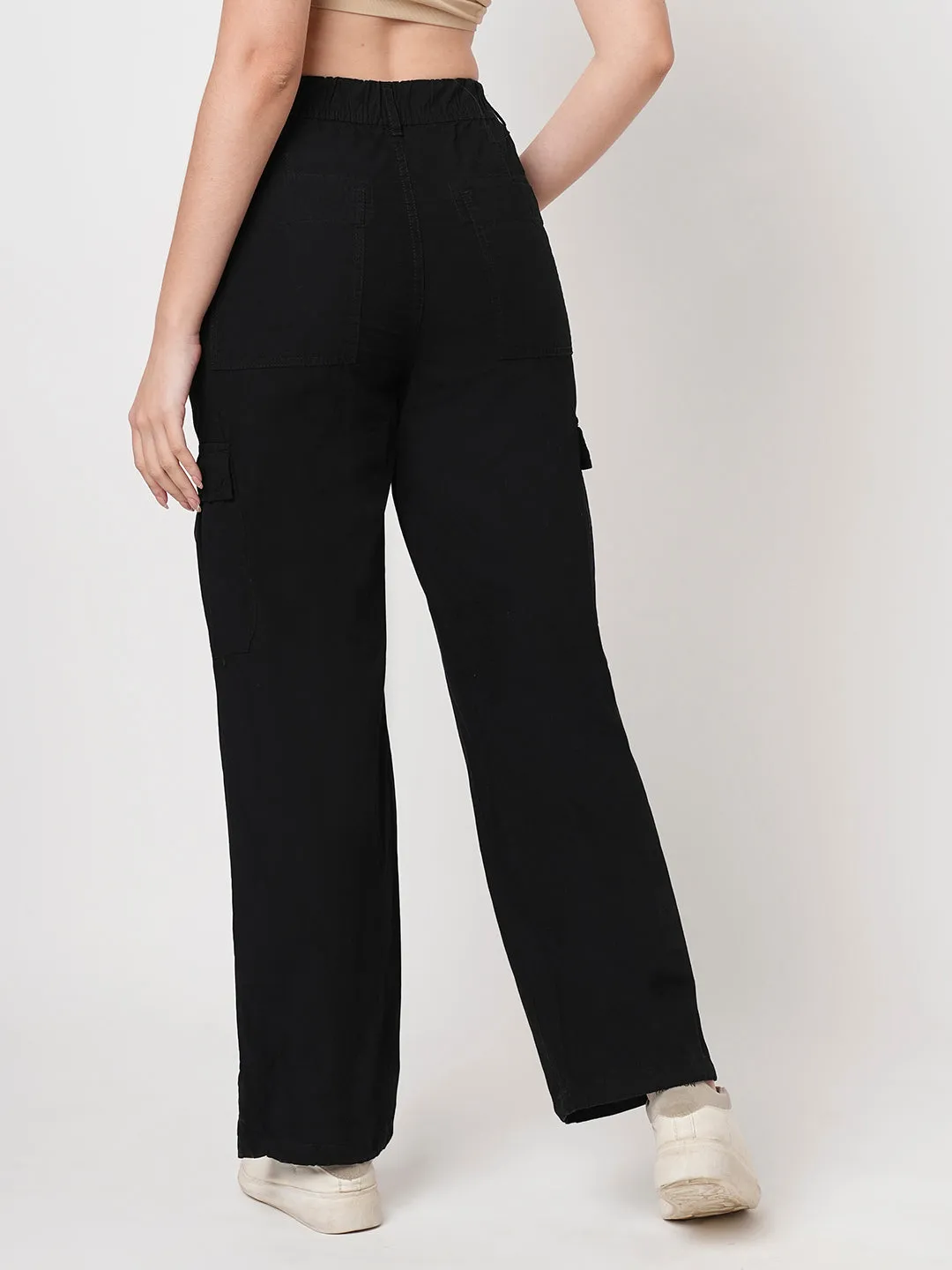 Women Black High-Rise Cargo