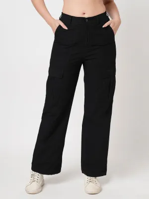 Women Black High-Rise Cargo