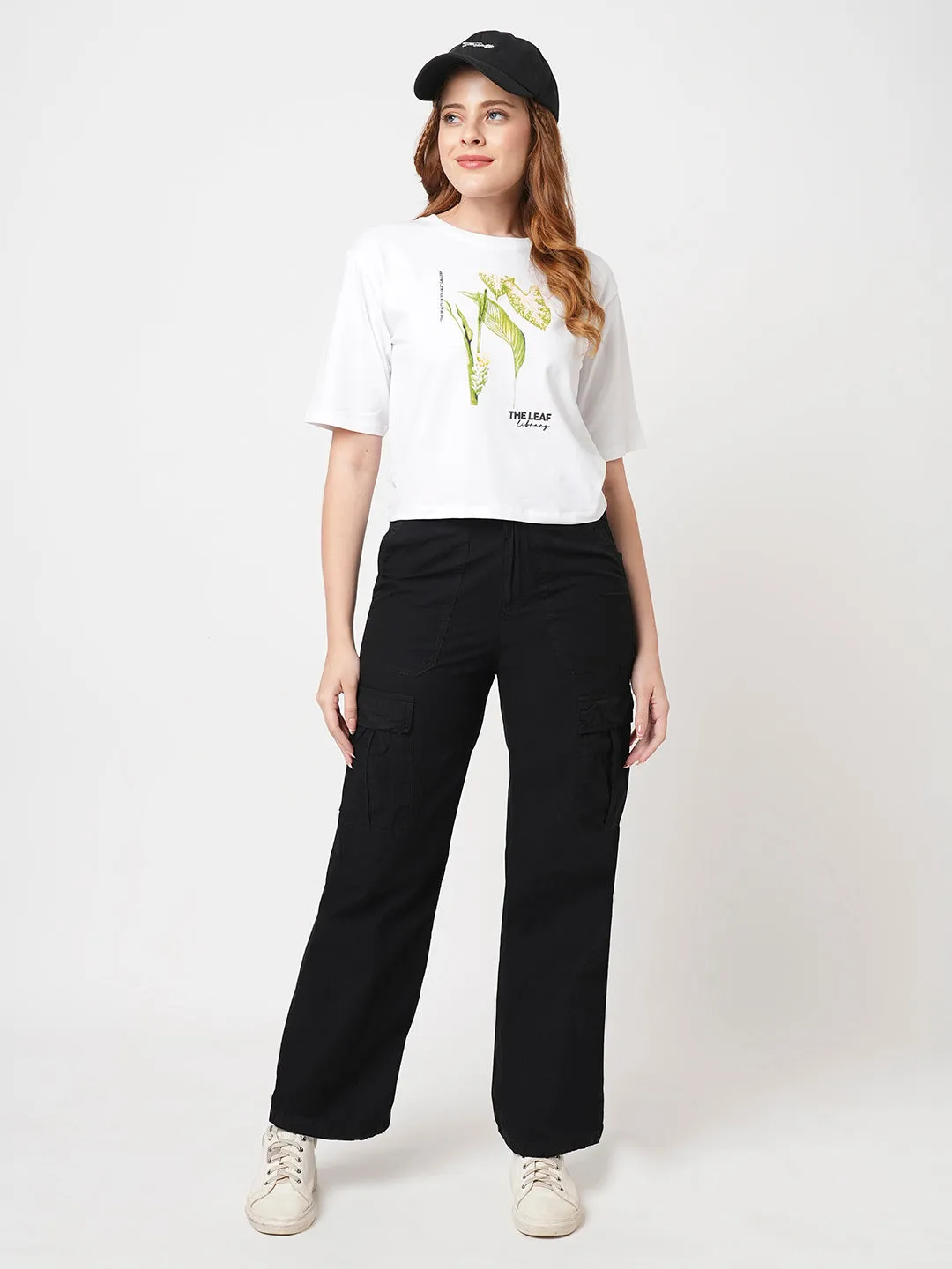 Women Black High-Rise Cargo