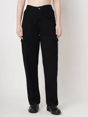 Women Black High-Rise Cargo