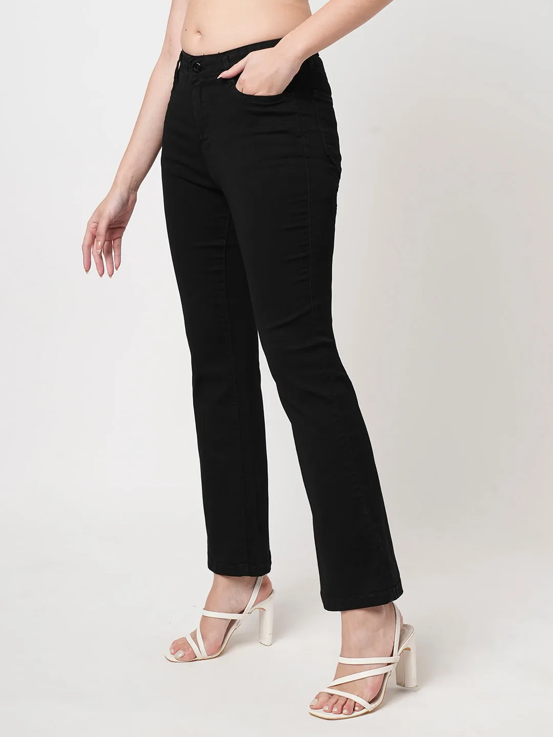 Women Black High-Rise Flare Jeans