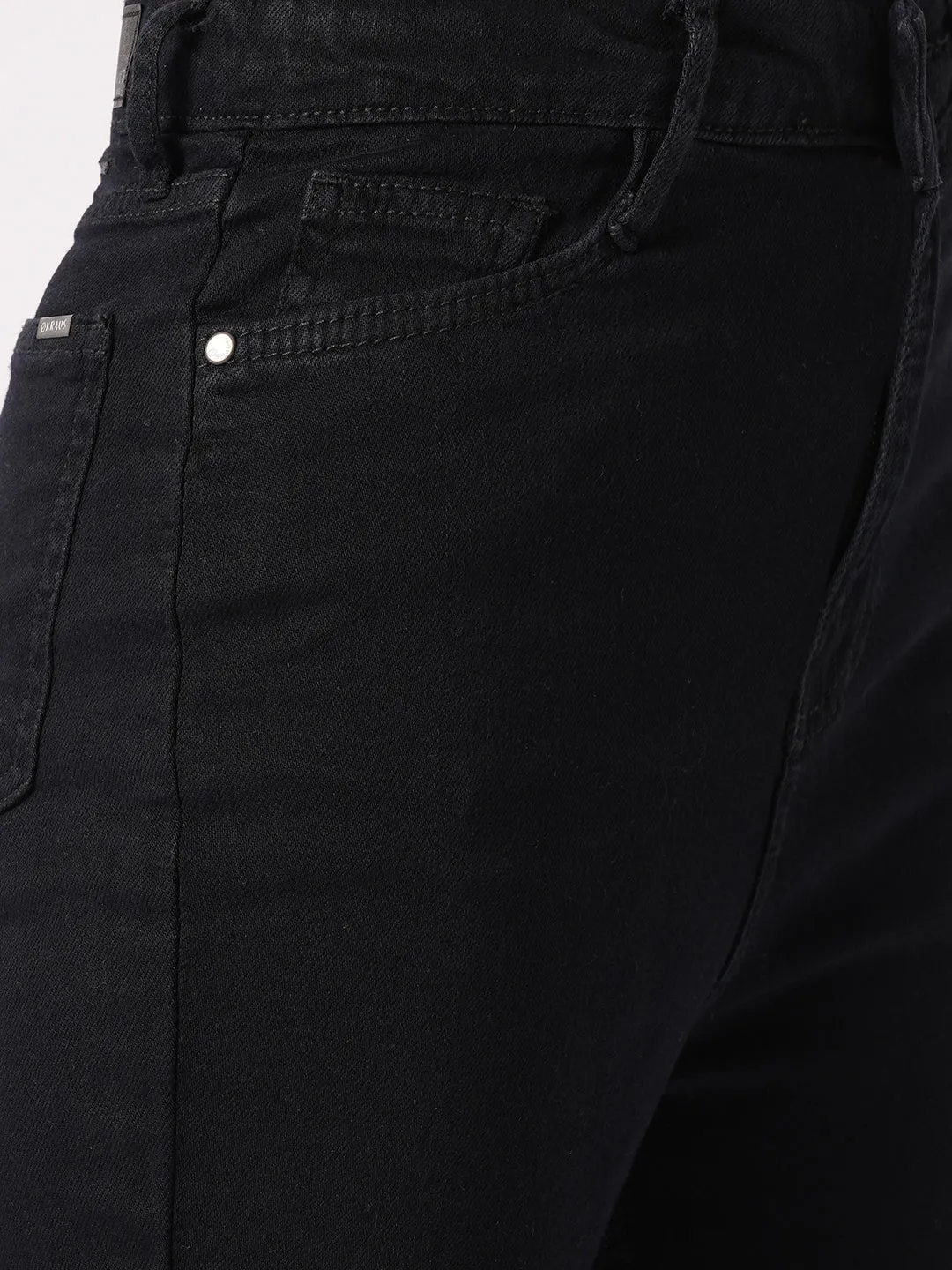 Women Black High-Rise Loose Straight Jeans