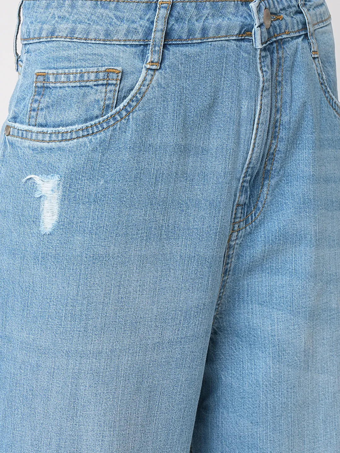 Women Blue High-Rise Loose Straight