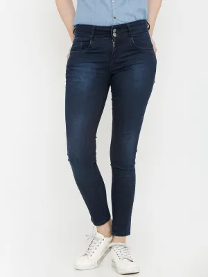 Women Dark Blue High-Rise Skinny Jeans
