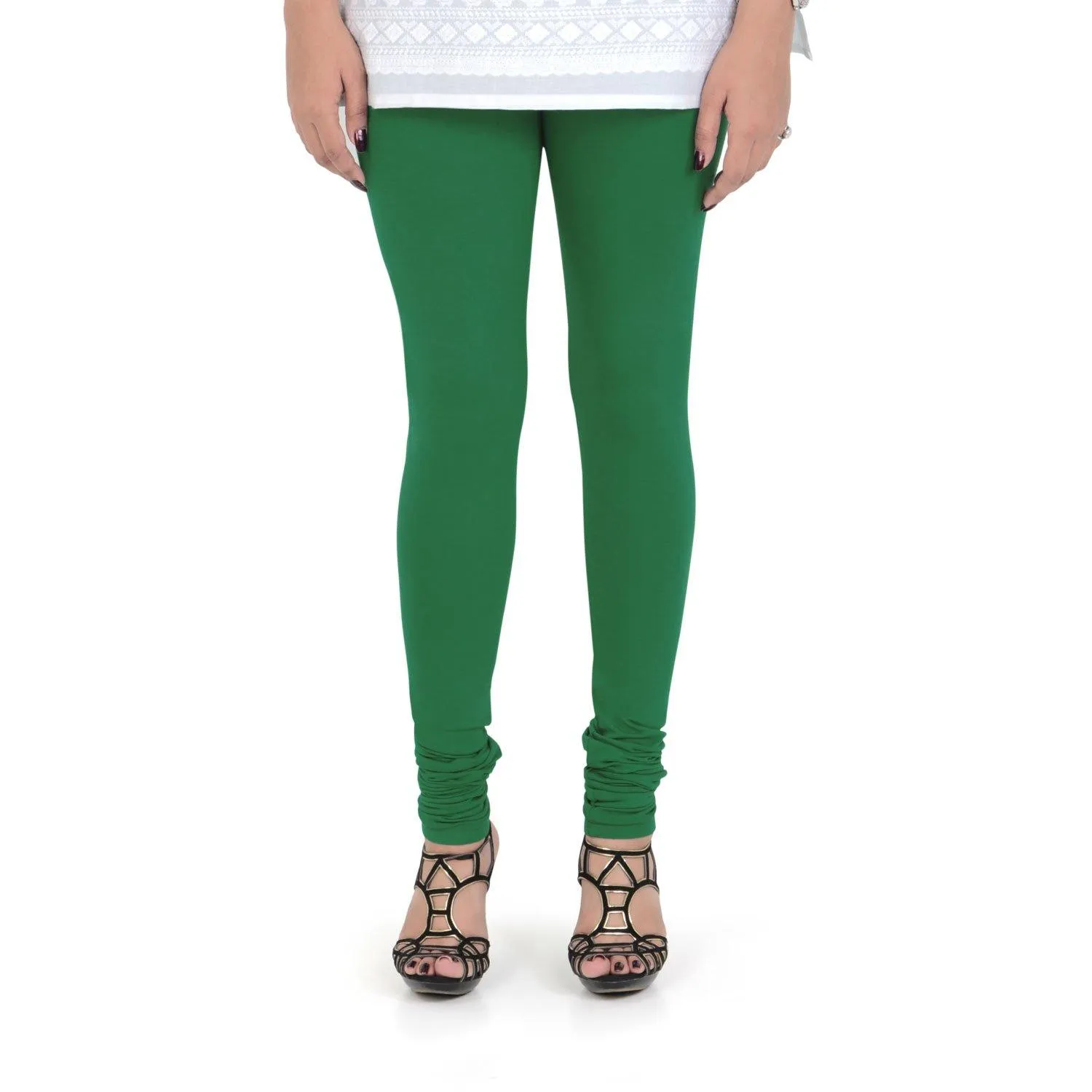 Women's Cotton Churidar leggings (Free Size) - Rich Green