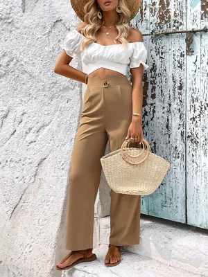 Women's High Waist Straight Leg Loose Fit Trousers