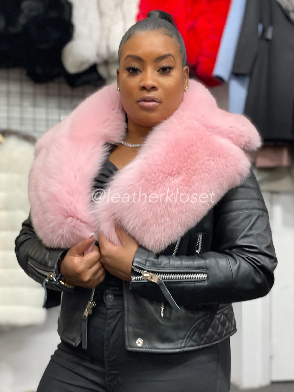 Women's Jay Biker Full Fox Fur [Light Pink Fur]