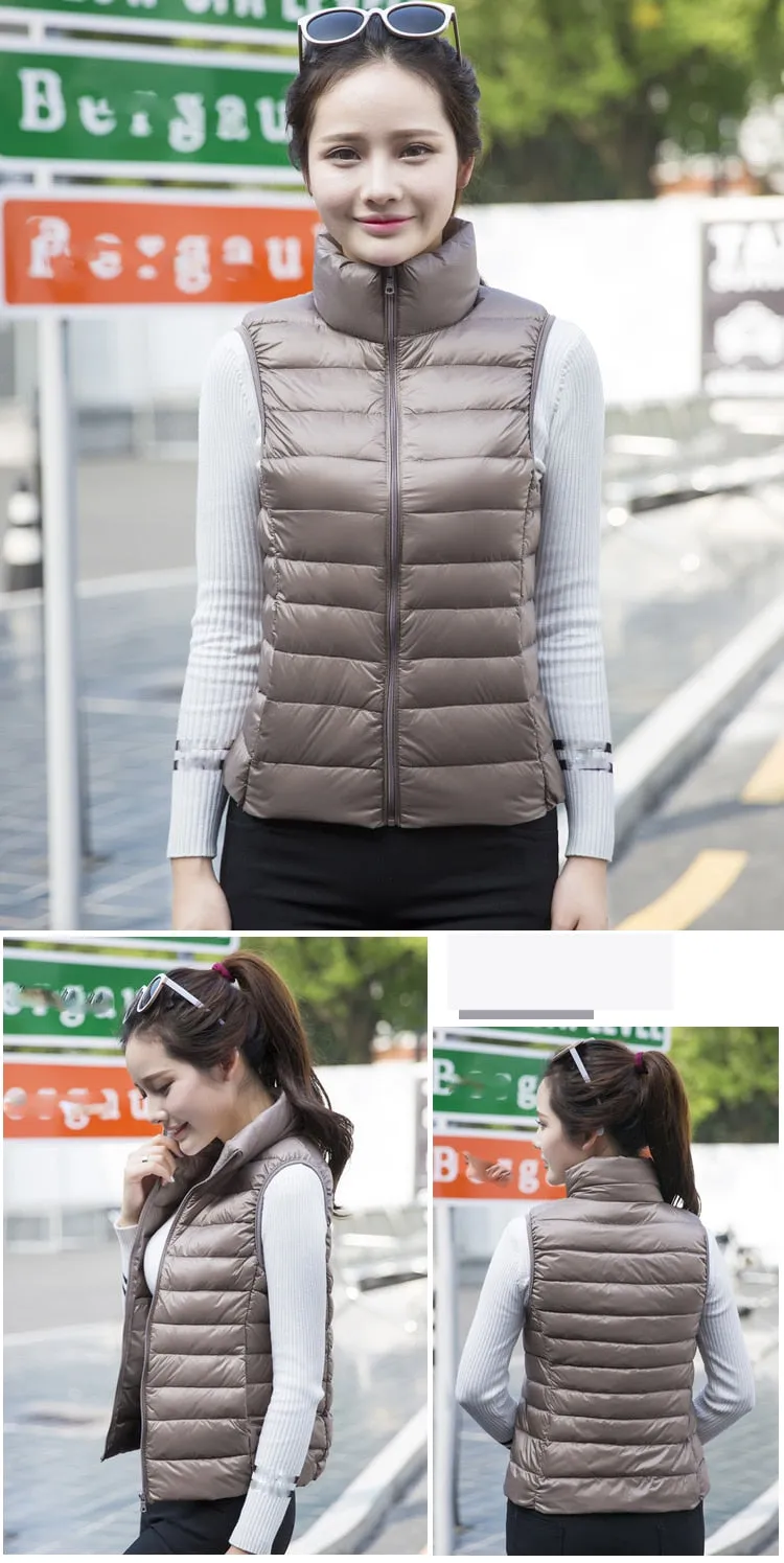 Women's Ultra Light Duck Down Vest Jacket Coat