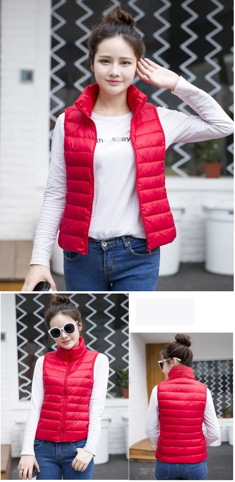 Women's Ultra Light Duck Down Vest Jacket Coat