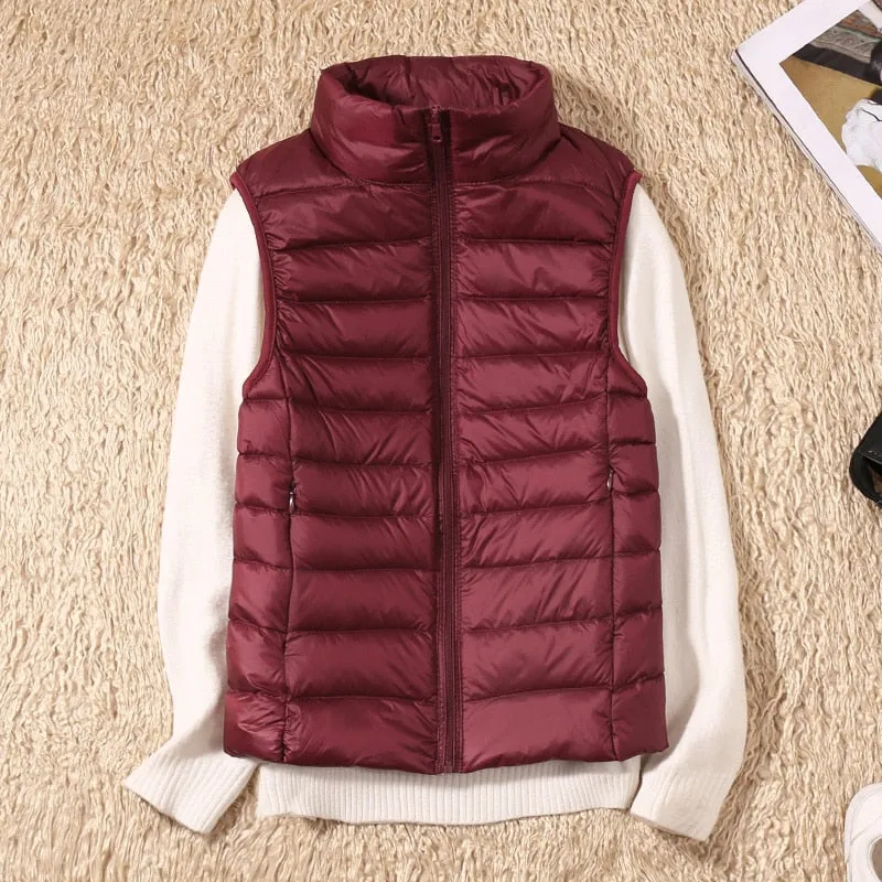 Women's Ultra Light Duck Down Vest Jacket Coat