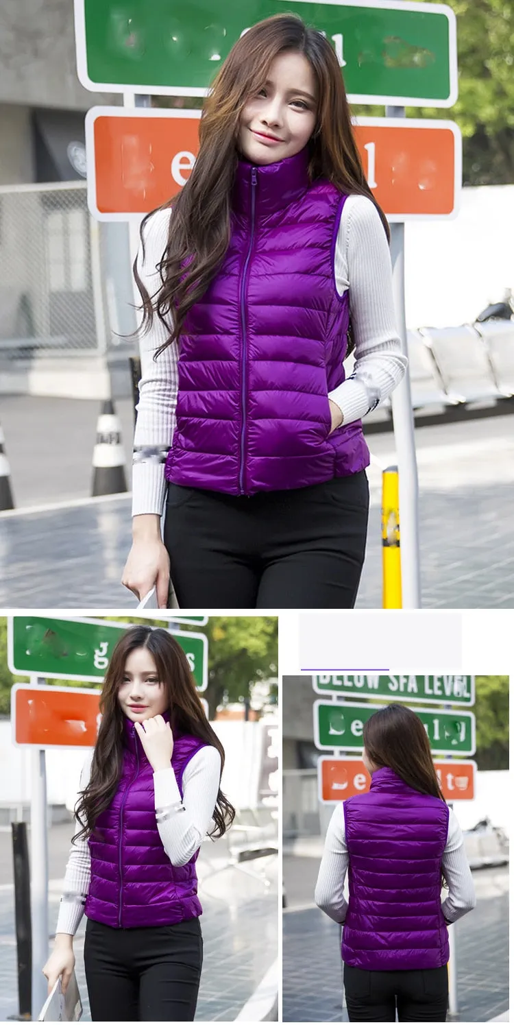 Women's Ultra Light Duck Down Vest Jacket Coat