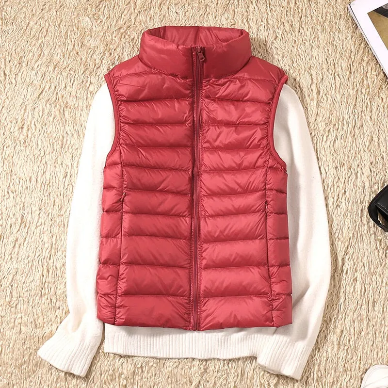 Women's Ultra Light Duck Down Vest Jacket Coat