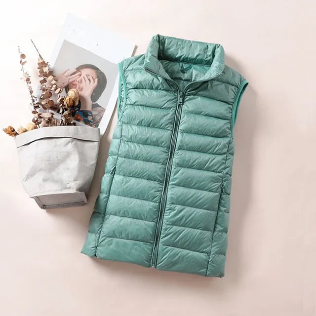 Women's Ultra Light Duck Down Vest Jacket Coat