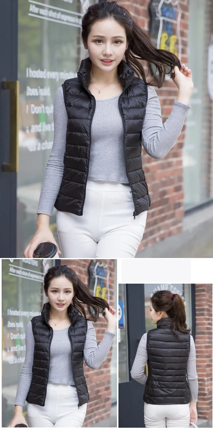 Women's Ultra Light Duck Down Vest Jacket Coat