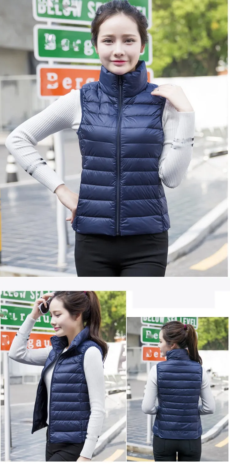 Women's Ultra Light Duck Down Vest Jacket Coat