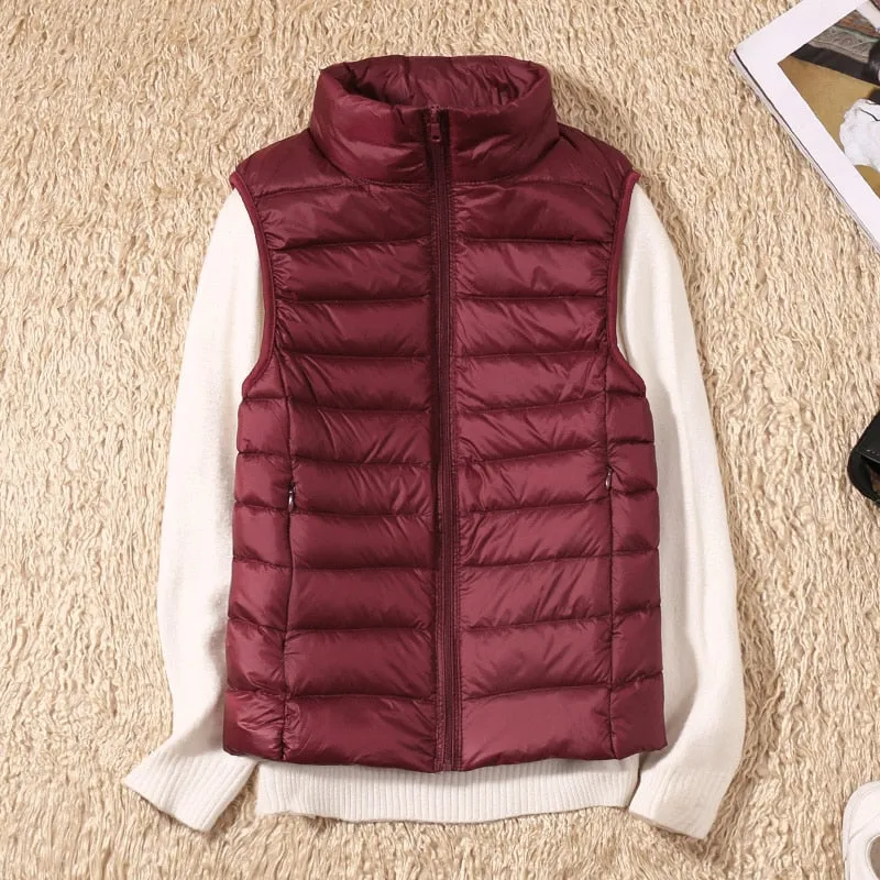 Women's Ultra Light Duck Down Vest Jacket Coat