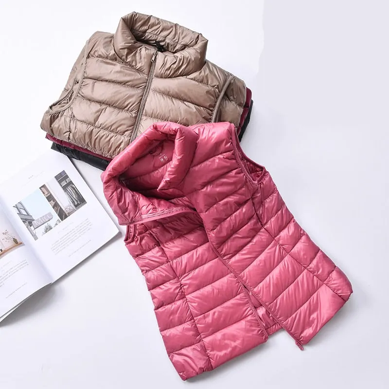 Women's Ultra Light Duck Down Vest Jacket Coat
